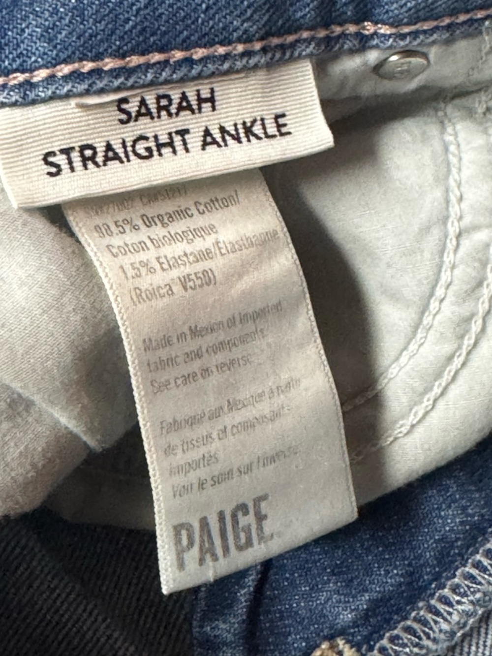 PAIGE Sarah Straight Ankle Mid Wash Jeans Organic Cotton Sz 27 EUC - Picture 11 of 15